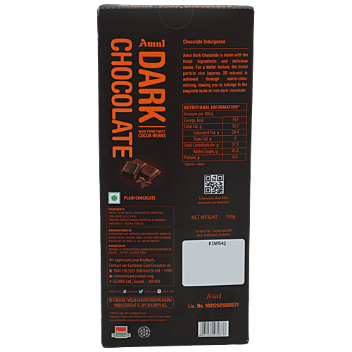 Amul Dark Chocolate, 2 x 150 g Multipack 55% Rich In Cocoa