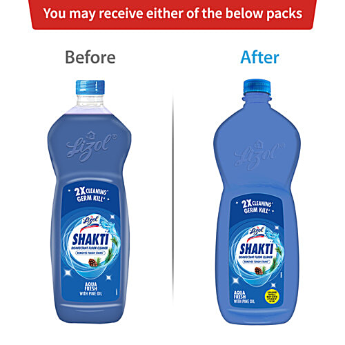Lizol Shakti Disinfectant Floor Cleaner Aqua Fresh + Rose Fresh 900ml each, Combo (2 items) 