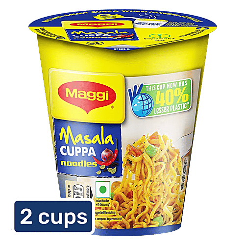 Maggi Masala Cuppa Noodles, 2x70.5 g (Multipack) Made with Finest Quality Spices & Ingredients