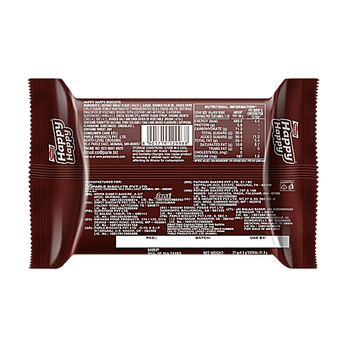 Parle Happy Happy Choco-Chip Cookies, 6 x 31.5 g Multipack