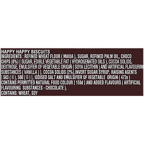 Parle Happy Happy Choco-Chip Cookies, 6 x 31.5 g Multipack