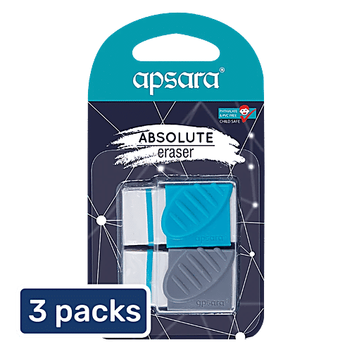 Apsara Absolute Erasers, 3 x 2 pcs (Multipack) Clean & Smooth Erasing