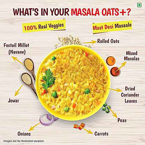 Tata Soulfull Masala Oats+ With 25% Millets, Mast Masala, Non-Sticky, 2 x 33 g Multipack 