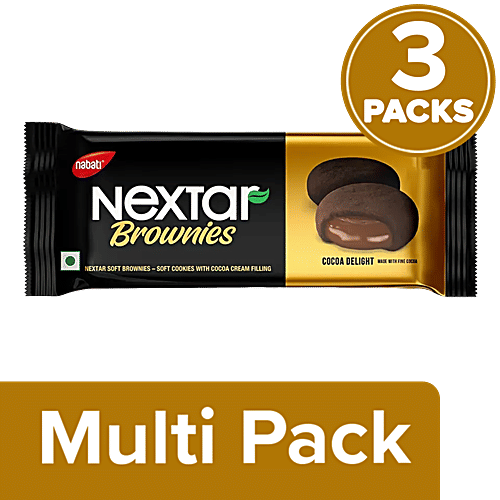 Nabati Nextar Brownies - Soft Cookies With Cocoa Cream Filling, 3 x 34 g Multipack