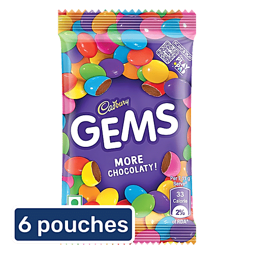 Cadbury Gems Chocolate Pouch, 6x7.34 g (Multipack)
