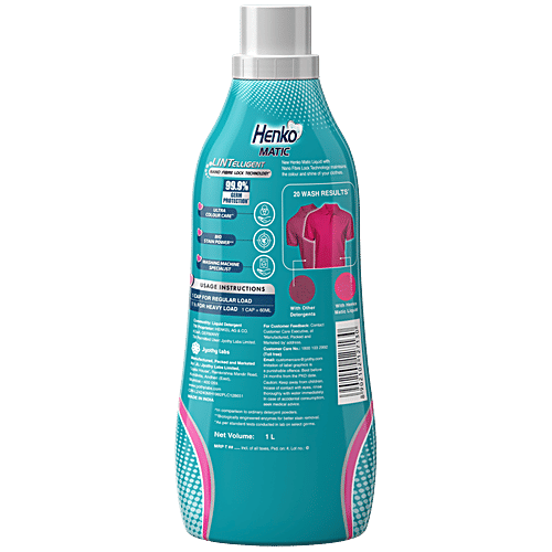 Henko Matic New Front Load Detergent Powder 4 kg (+ 2 kg Free) + Liquid Detergent 1 L, Combo 2 Items