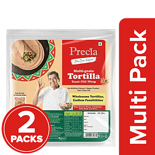 Precia Multigrain Tortilla Wraps - 6 pcs, 2x348 g (Multipack)