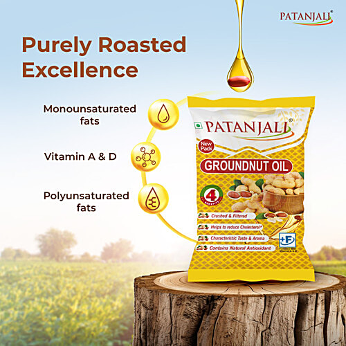 Patanjali Groundnut Oil, 2 x 770 g Multipack 