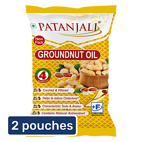 Patanjali Groundnut Oil, 2 x 770 g Multipack 