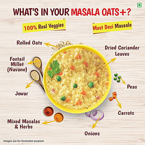 Tata Soulfull Masala Oats+ - With 25% Millets, Desi Veggie, Non Sticky, 2 x 500 g Multipack 