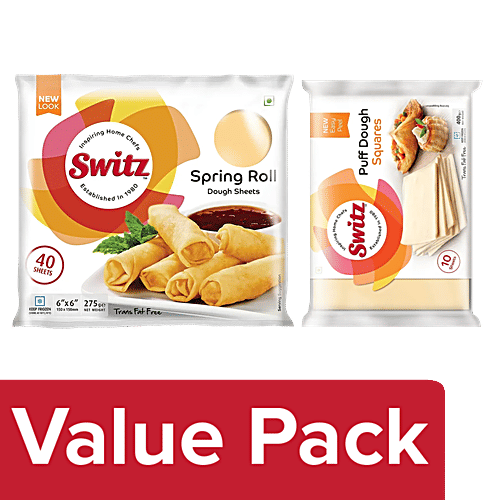 Switz Spring Roll Dough Sheets 40 pcs + Puff Pastry Squares 400 g, Combo 2 Items