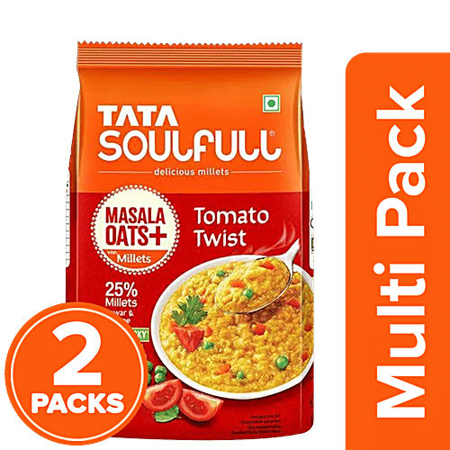Tata Soulfull Masala Oats+ - With Millets, Tomato Twist, 2 x 500 g Multipack 