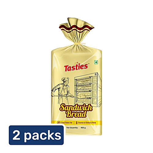 Tasties Sandwich Bread, 2 x 400 g Multipack 