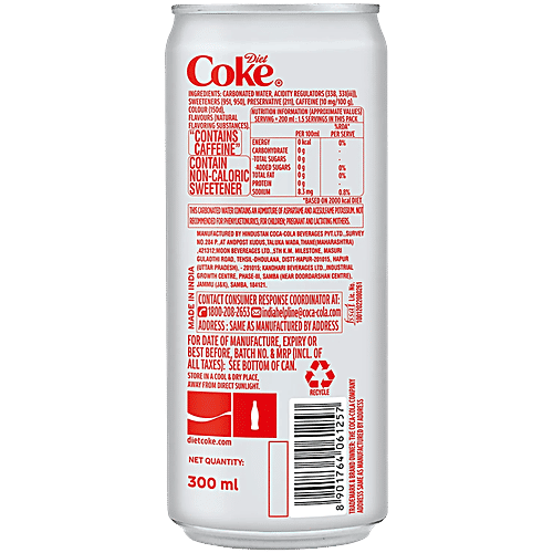 Coca Cola Diet Coke Soft Drink, 4 x 300 ml Multipack