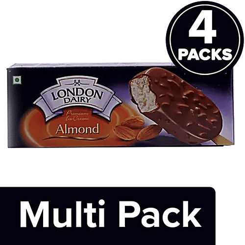 London Dairy Premium Ice Cream Stick - Chocolate Almond, 4 x 110 ml Multipack