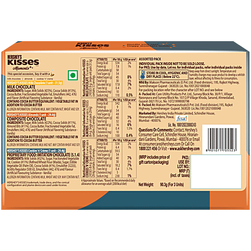 Hershey's Kisses Moments Chocolate Gift pack, 3x90.3 g (Multipack) Delectable Bite-Sized Treats, Perfect for Gifting on Special Occasions