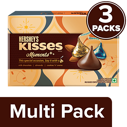 Hershey's Kisses Moments Chocolate Gift pack, 3x90.3 g (Multipack) Delectable Bite-Sized Treats, Perfect for Gifting on Special Occasions