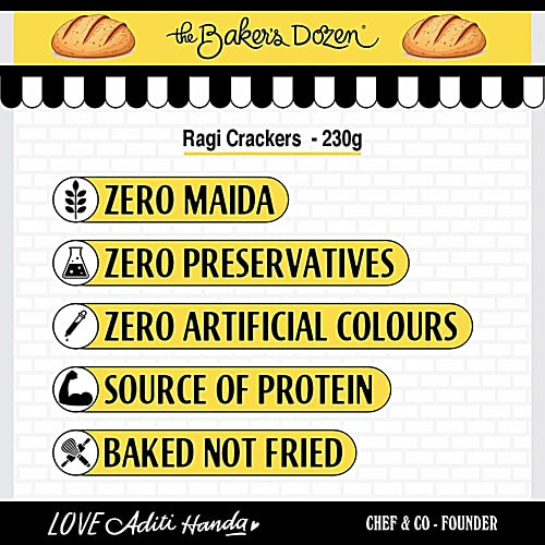 The Baker's Dozen Ragi Crackers, 2x230 g (Multipack) Baked, No Preservatives, No Maida