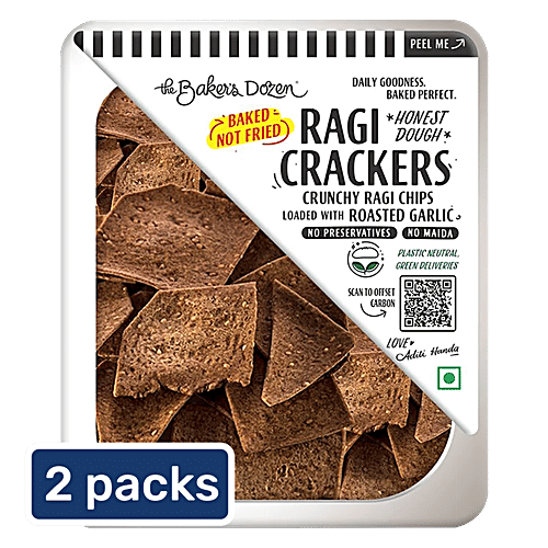 The Baker's Dozen Ragi Crackers, 2x230 g (Multipack) Baked, No Preservatives, No Maida