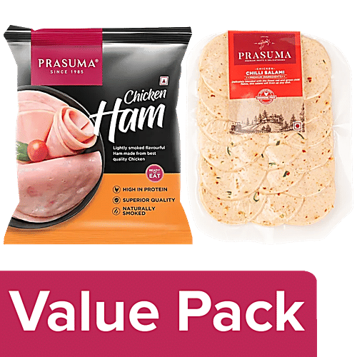 Prasuma Chicken Ham, 200 g + Chicken Chilli Salami, 200 g, Combo 2 Items