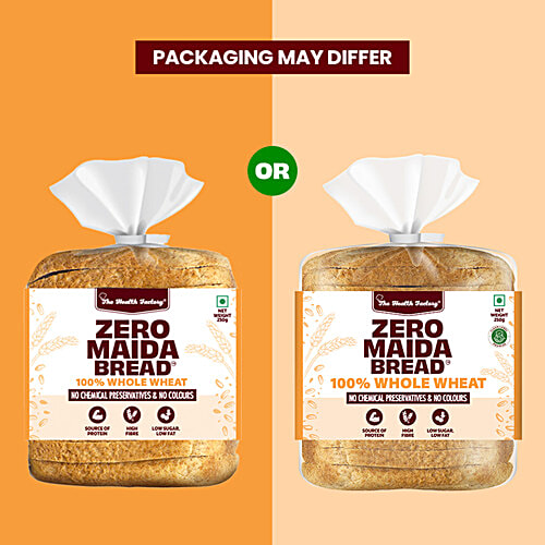 The Health Factory Zero Maida Bread - Whole Wheat, 2 x 250 g Multipack 