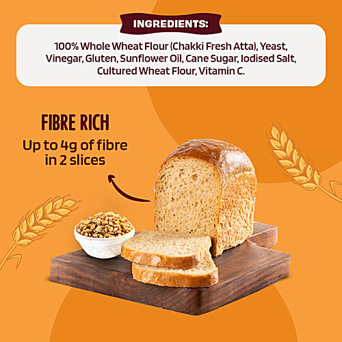 The Health Factory Zero Maida Bread - Whole Wheat, 2 x 250 g Multipack 