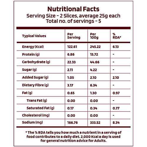 The Health Factory Zero Maida Bread - Whole Wheat, 2 x 250 g Multipack 