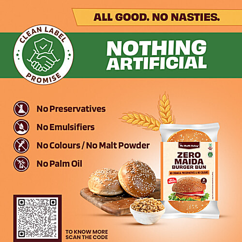 The Health Factory Zero Maida Burger Bun, 2 x 120 g (Multipack) 