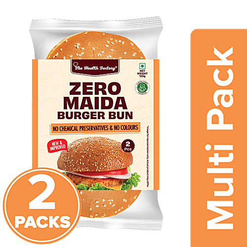 The Health Factory Zero Maida Burger Bun, 2 x 120 g (Multipack) 