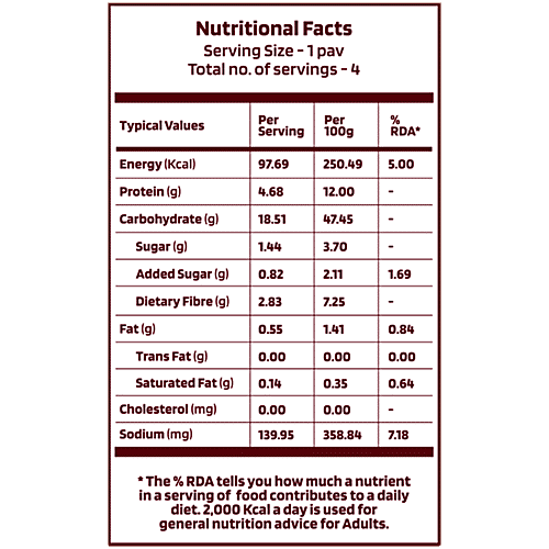 The Health Factory Zero Maida Bombay Pav, 3 x 156 g (Multipack)