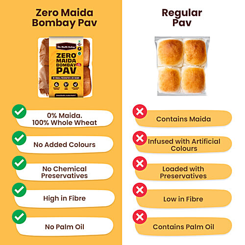 The Health Factory Zero Maida Bombay Pav, 3 x 156 g (Multipack)