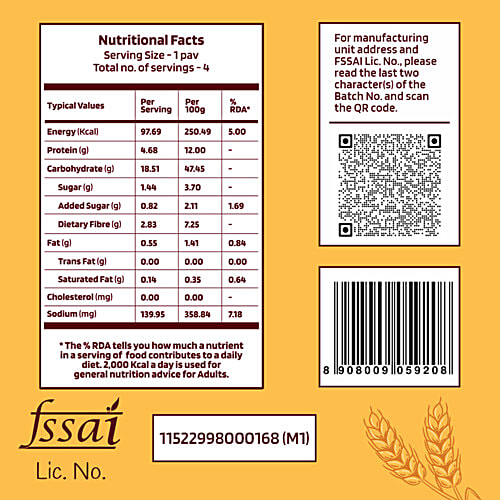 The Health Factory Zero Maida Bombay Pav, 3 x 156 g (Multipack)