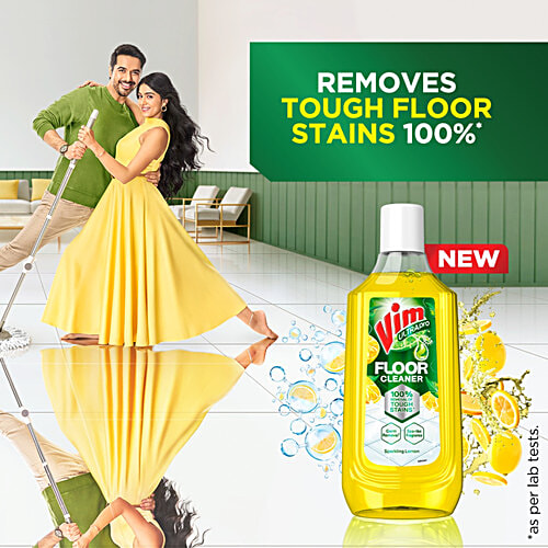 Vim Ultrapro Sparkling Lemon Floor Cleaner, 2x1 L (Multipack) 100% Removal of Tough Stains, Germ Removal, Spa Like Fragrance