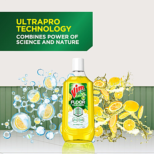 Vim Ultrapro Sparkling Lemon Floor Cleaner, 2x1 L (Multipack) 100% Removal of Tough Stains, Germ Removal, Spa Like Fragrance