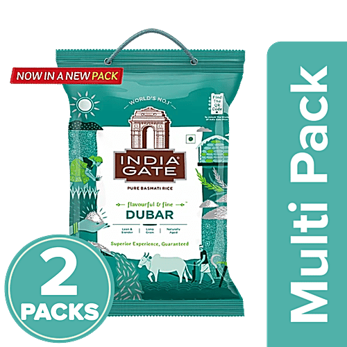 India Gate Flavourful & Fine Super Basmati Rice, 2 x 5 kg (Multipack)