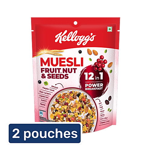 Kellogg's Fruit, Nut & Seeds Muesli 12 In 1 Power Breakfast, 2x240 g (Multipack)