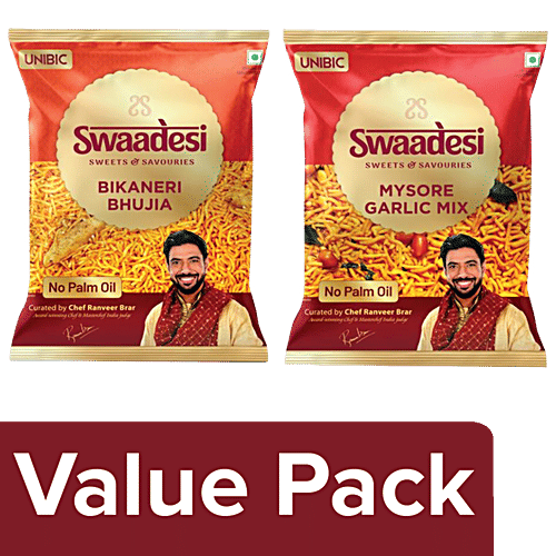 Unibic Swaadesi Bikaneri Bhujia + Mysore Garlic Mix, 200 g Each, Combo (2 items) 