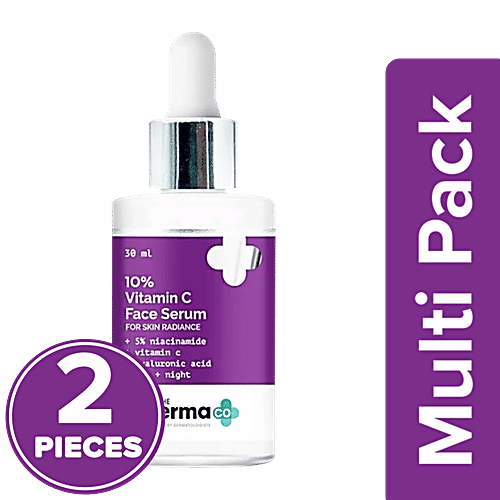 The Derma Co 10% Vitamin C Face Serum - Niacinamide & Hyaluronic Acid, 2x30 ml (Multipack)
