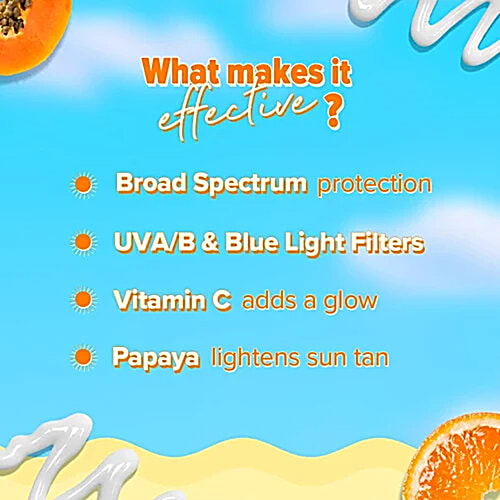 Aqualogica Dewy Sunscreen - Papaya & Vitamin C, SPF 50 PA+++, 2x50 g (Multipack) 