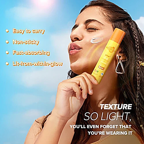 Aqualogica Dewy Sunscreen - Papaya & Vitamin C, SPF 50 PA+++, 2x50 g (Multipack) 