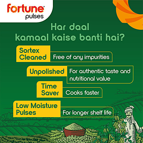 Fortune Unpolished Arhar/Toor Dal + Moong Dal, 1 kg Each, Combo (2 items) 
