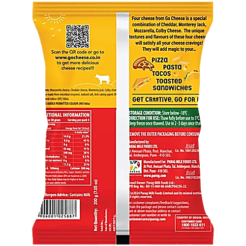 Go Cheese Shredded Four Cheese, 2x200 g (Multipack) Made from Cow's milk