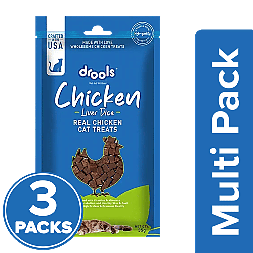 Drools Liver Dice Real Chicken Cat Treats, 3x35 g (Multipack) 