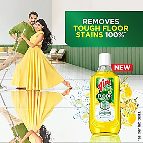 Vim UltraPro Sparkling Lemon Floor Cleaner, 3x1 L (Multipack) 100% Removal of Tough Stains, Germ Removal, Spa Like Fragrance
