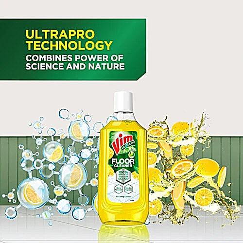 Vim UltraPro Sparkling Lemon Floor Cleaner, 3x1 L (Multipack) 100% Removal of Tough Stains, Germ Removal, Spa Like Fragrance