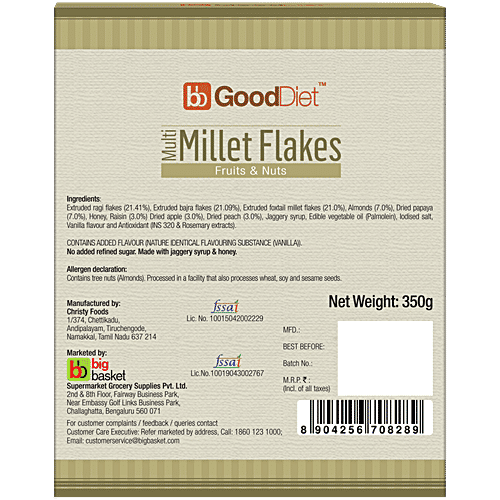 bb Gooddiet Multi Millet Muesli With Fruits & Nuts, 2x350 g (Multipack)
