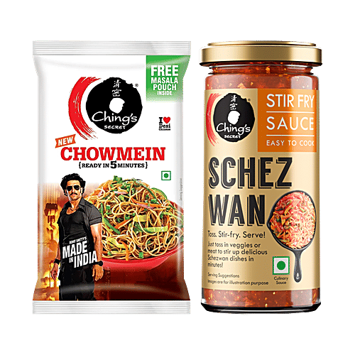 Ching's Secret Chowmein Noodles, 140 g + Schezwan Stir Fry Cooking Sauce, 250 g, Combo (2 Items) 