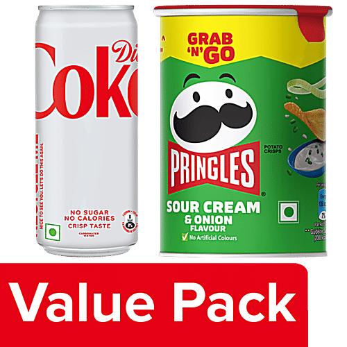 bb Combo Coca Cola Diet Coke, 300 ml + Pringles Sour Cream & Onion Potato Chips, 40 g, Combo (2 Items)