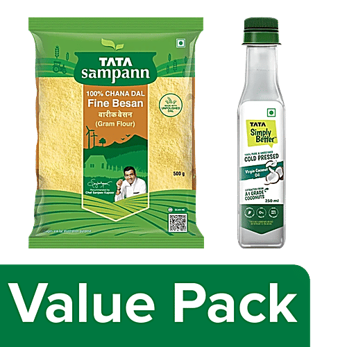bb Combo Cold Pressed Virgin Coconut Oil 250 ml+Gram Flour/Fine Besan 500 g, Combo (2 items)