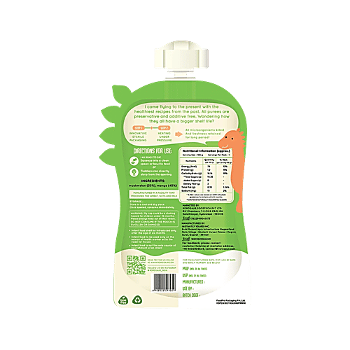 Rorosaur Muskmelon Mango Puree For Infants - 6+ Months, 3x100 g (Multipack) Ready to Eat Cereal & Porridge for Little One, Rich in Vitamins/Minerals/Proteins, No Added Sugar/Salt/Preservatives